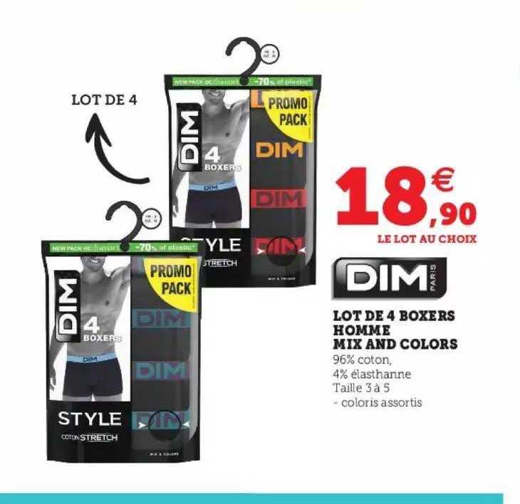 lot de 4 boxers homme mix and colors dim