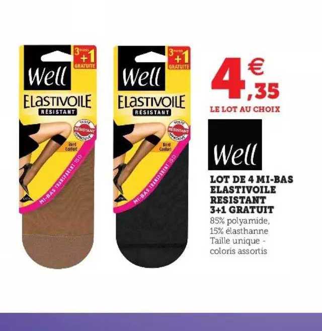 lot de 4 mi-bas élastivoile résistant 3.1 gratuit well