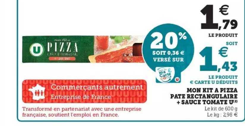 mon kit à pizza pâte rectangulaire + sauce tomate u