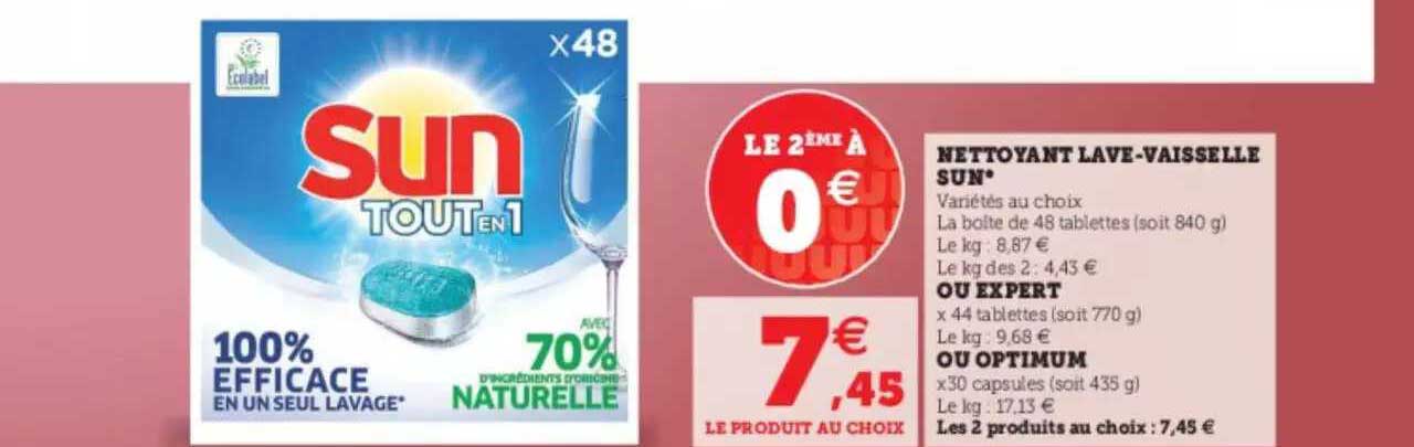 nettoyant lave-vaisselle sun ou expert ou optimum