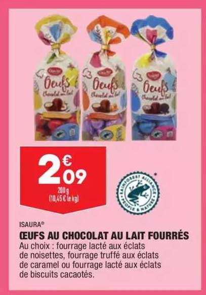 oeufs au chocolat au lait fourrés isaura