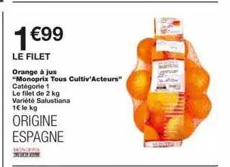 orange à jus "monoprix tous cultiv'acteurs"
