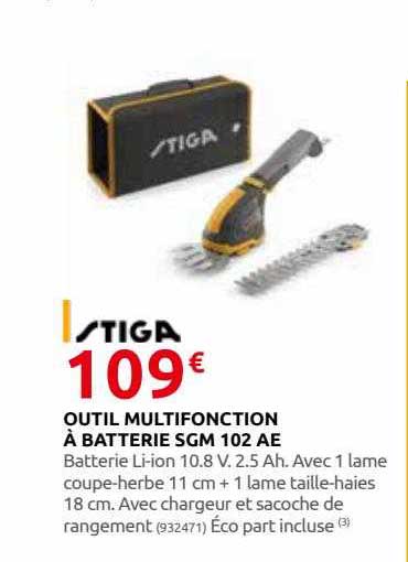 outil multifonction à batterie sgm 102 ae stiga