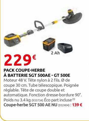 pack coupe-herbe à batterie sgt 500ae - gt 500e