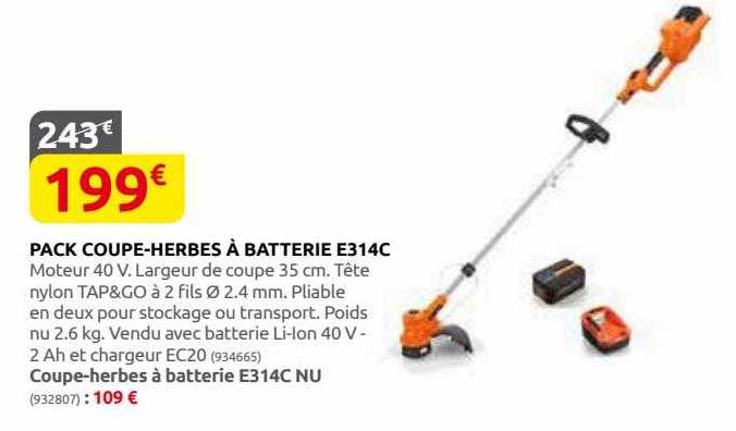 pack coupe-herbes à batterie e314c