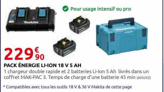 pack énergie li-ion 18 v 5 ah