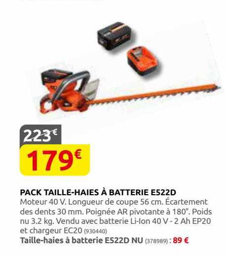pack taille-haies à batterie e522d