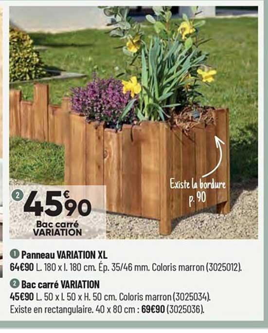 panneau variation xl, bac carré variation