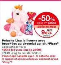 peluche lisa la licorne avec bouchées au chocolat au lait "fizzy"