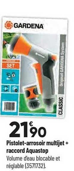 pistolet-arrosoir multijet + raccord aquastop gardena