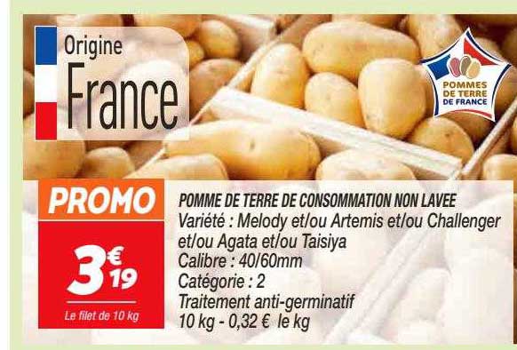 pomme de terre de consommation non lavée