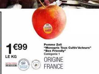 pomme zeli "monoprix tous cultiv'acteurs" "bee friendly"