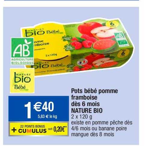 pots bébé pomme franboise dès 6 mois nature bio