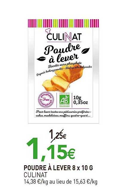 poudre à lever 8 x 10 g culinat