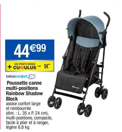 poussette canne multi-positions rainbow shadow block bébé confort