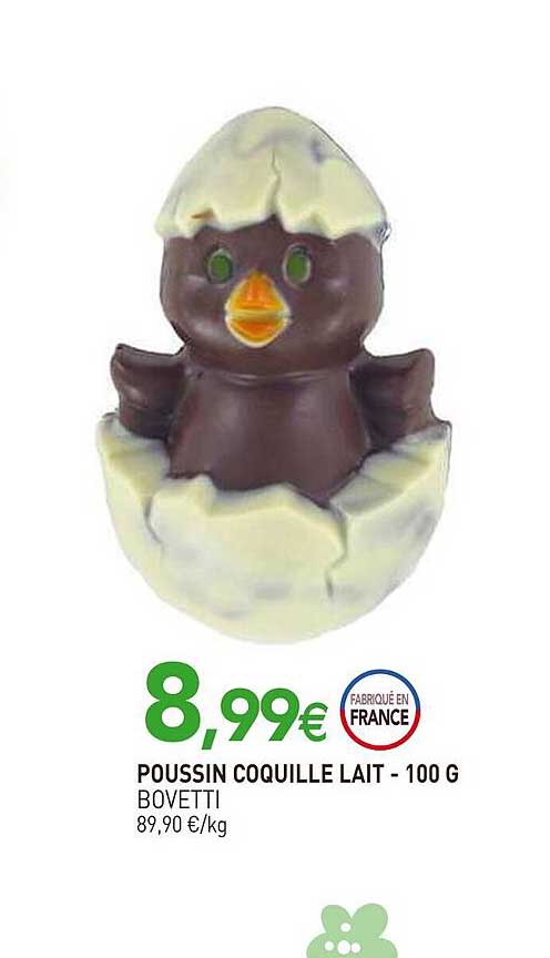 poussin coquille lait bovetti - 100g