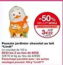 poussin jardinier chocolat au lait "lindt"
