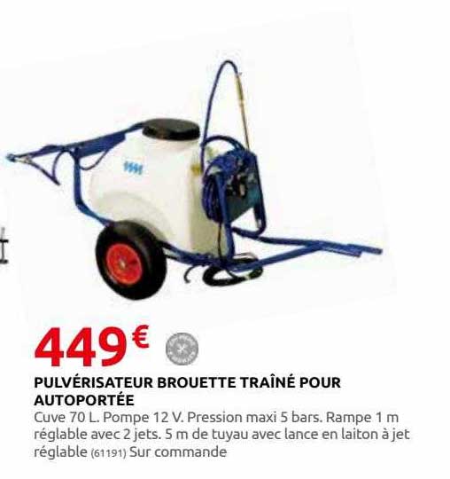 pulvérisateur brouette traîné pour autoportée