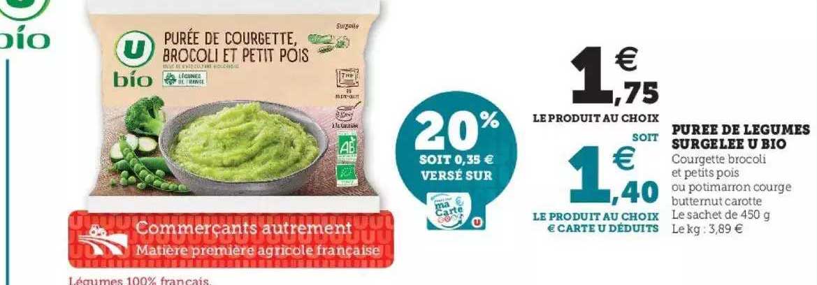 Purée De Légumes Surgelée U Bio