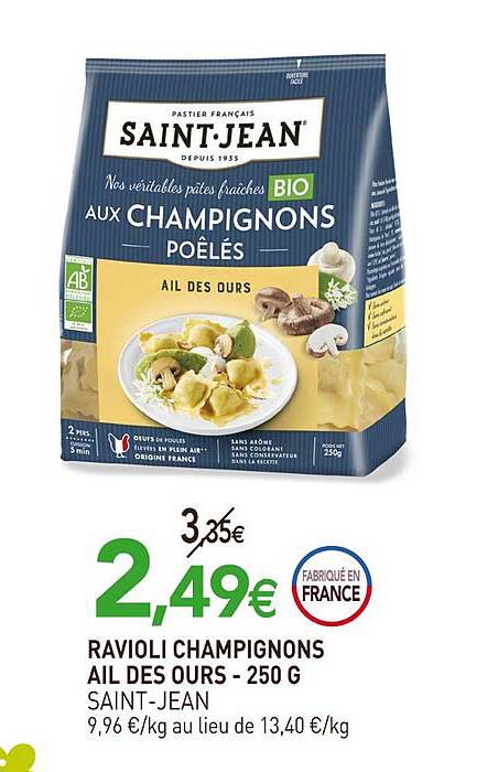 Ravioli Champignons Ail Des Ours  Saint-jean - 250 G