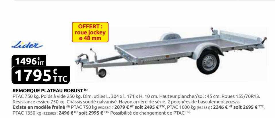 remorque plateau robust lider