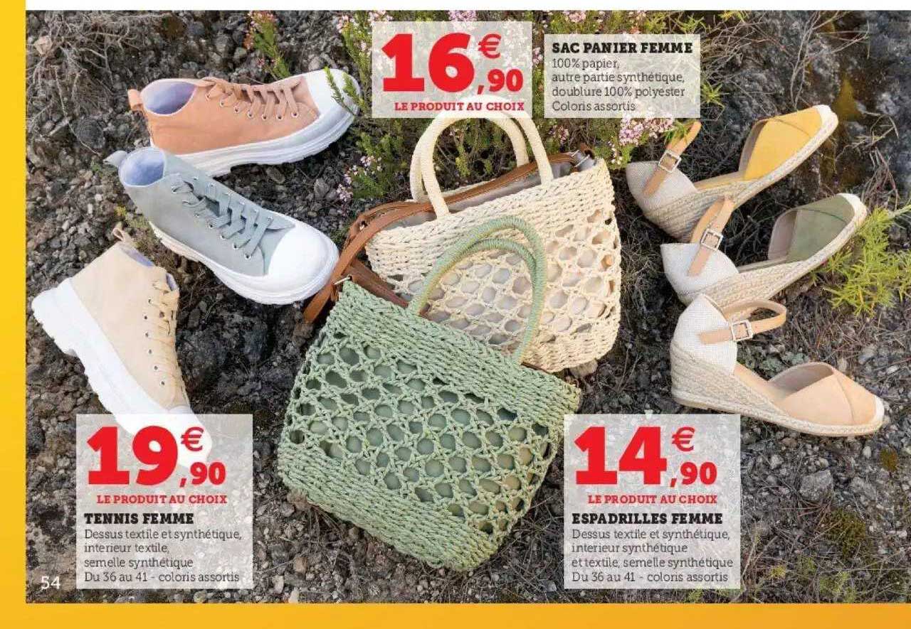 sac panier femme, tennis femme, espadrilles femme