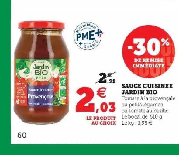 Sauce Cuisinée Jardin Bio