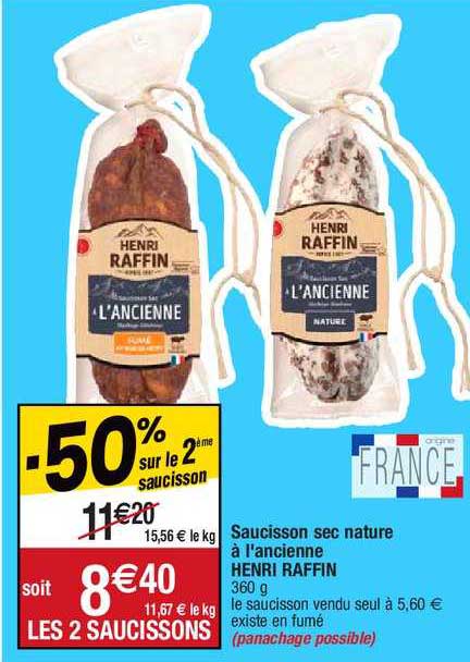saucisson sec nature à l'ancienne henri raffin