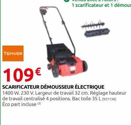 scarificateur démousseur électrique temver
