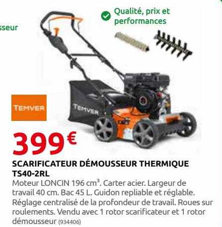scarificateur démousseur thermique ts40-2rl temver