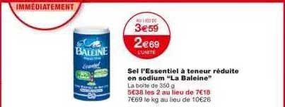 sel l'essentiel à teneur réduite en sodium "la baleine"