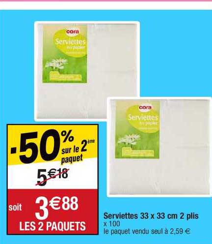 serviettes 33 x 33 cm 2 plis