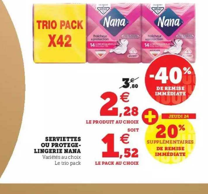 serviettes ou protège-lingerie nana