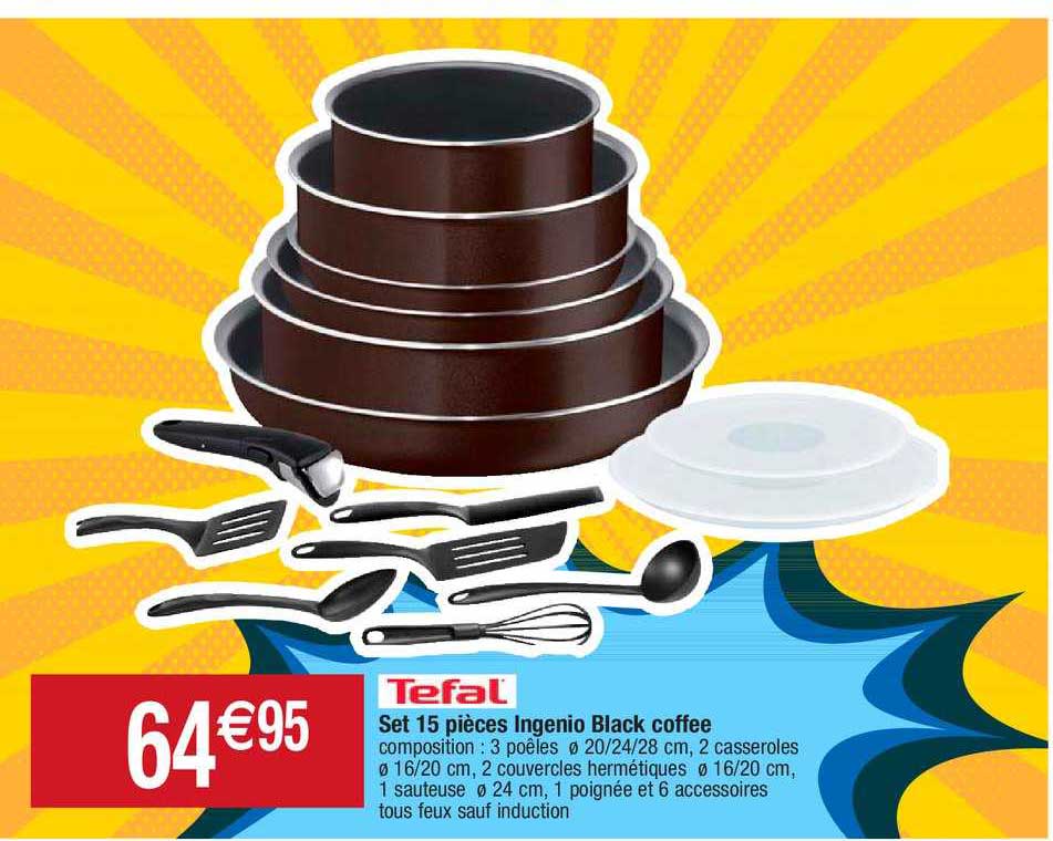 set 15 pièces ingenio black coffee tefal