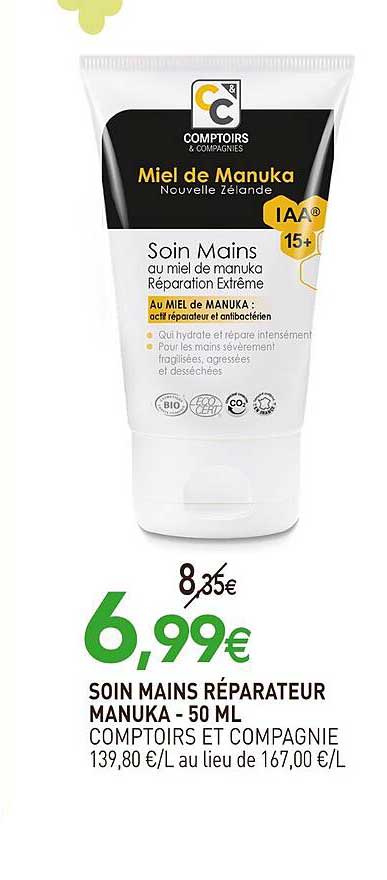 soin mains réparateur manuka comptoirs et compagnie - 50 ml