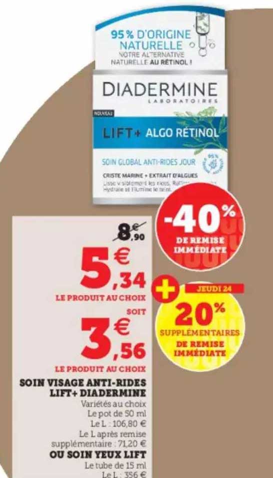 soin visage anti-rides lift+ diadermine ou soin yeux lift