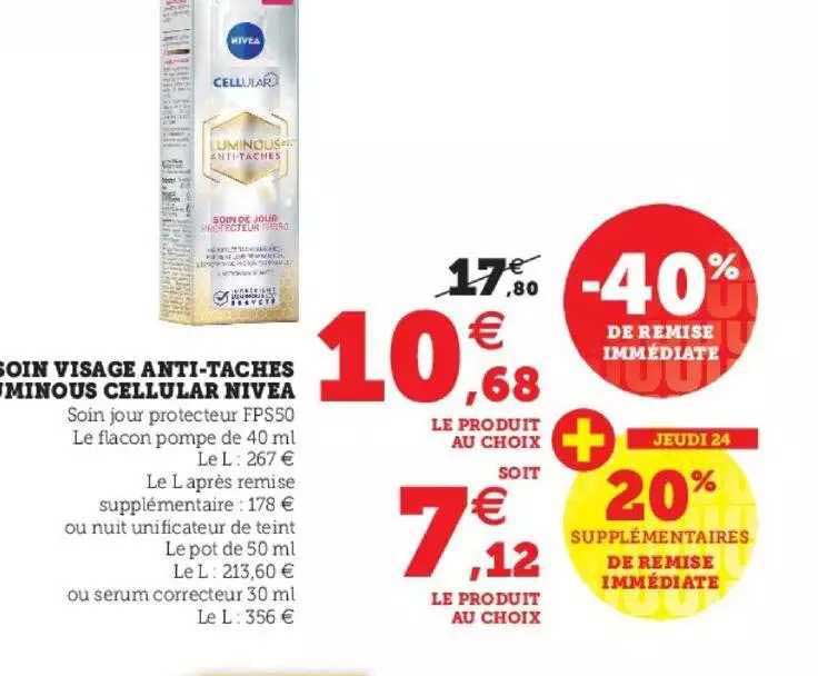 soin visage anti-taches luminous cellular nivea
