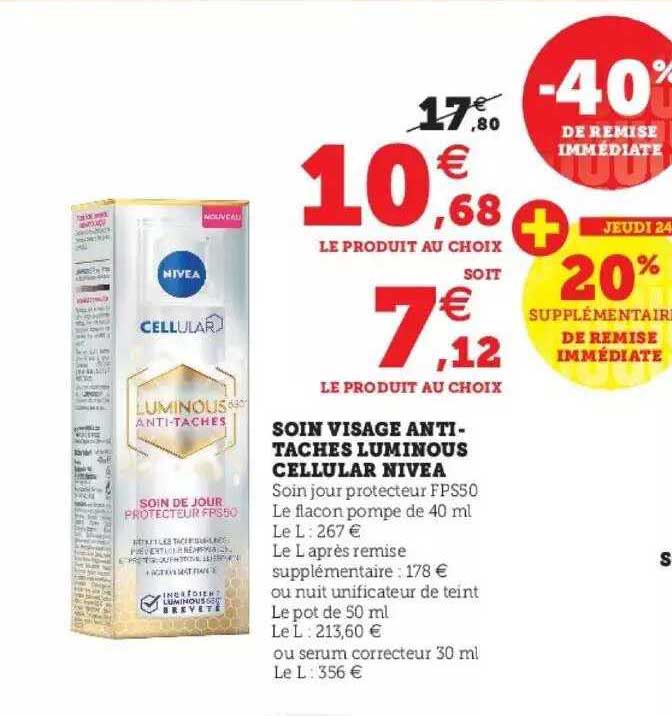soin visage anti-taches luminous cellular nivea