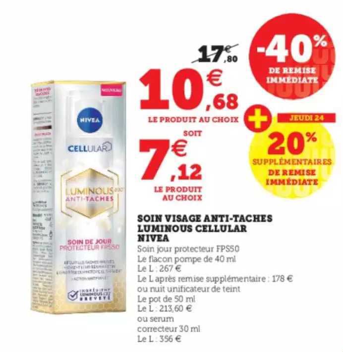 soin visage antitaches luminous cellular nivea