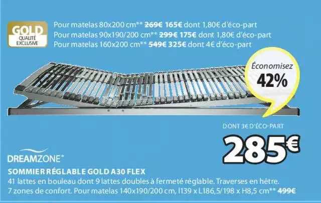 sommier réglable gold a30 flex dreamzone