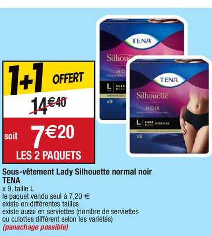 sous-vêtement lady silhouette normal noir tena