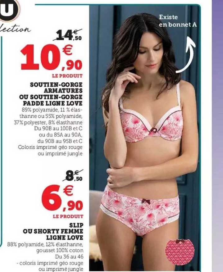 soutien-gorge armatures ou soutien-gorge padde ligne love, slip ou shorty femme ligne love