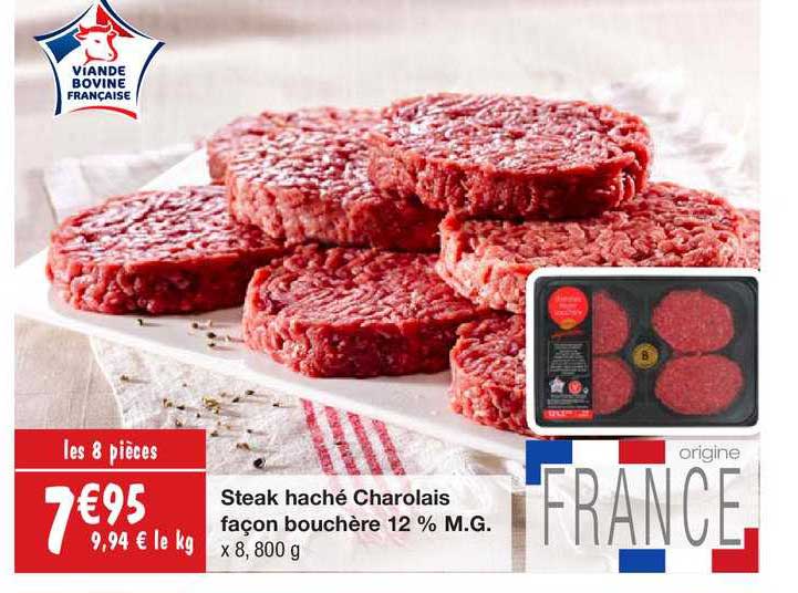 steak haché charolais façon bouchère 12% m.g.
