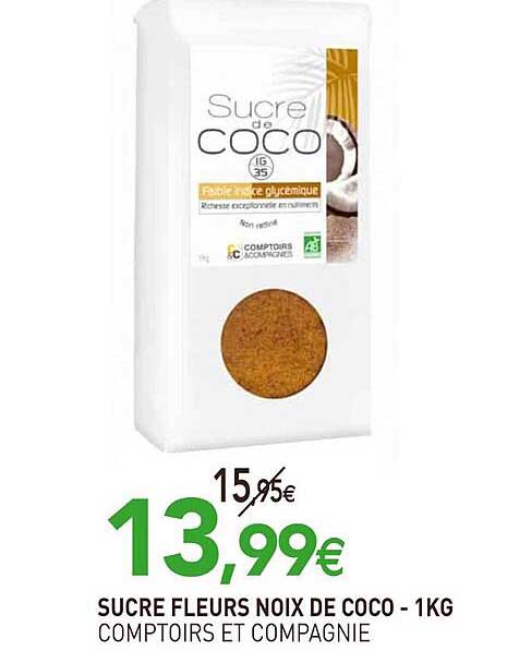 sucres fleurs noix de coco - 1kg comptoirs et compagnie