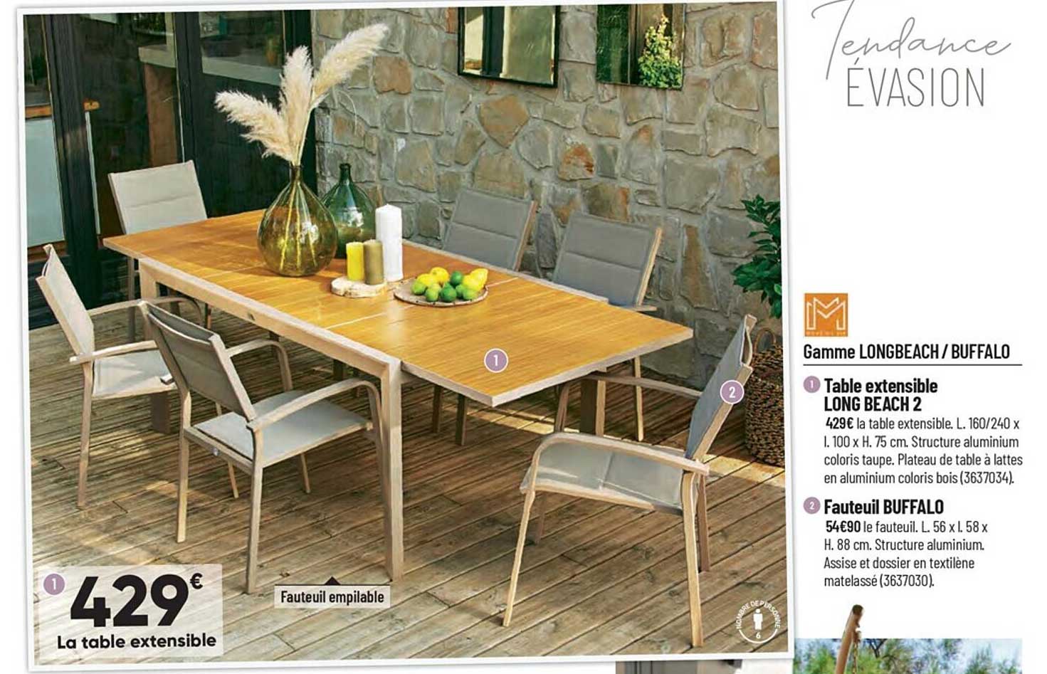 table extensible long beach 2, fauteuil buffalo