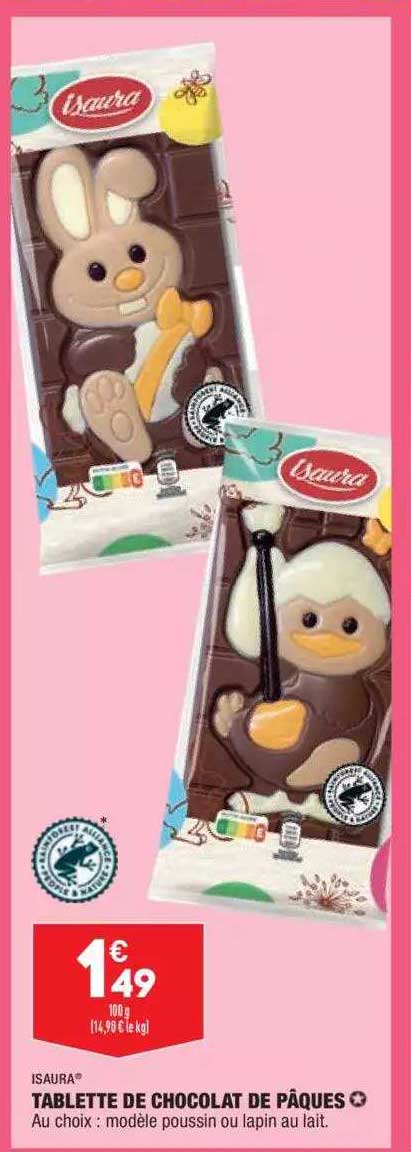 tablette de chocolat de pâques isaura