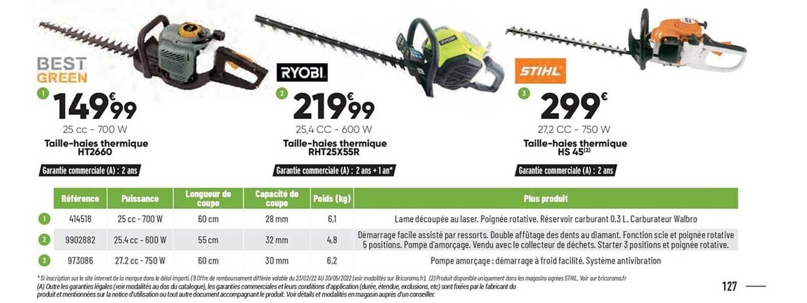 taille-haies thermique ht2660 bestgreen, taille-haies thermique rht25x55r ryobi, taille-haies thermique hs 45 stihl