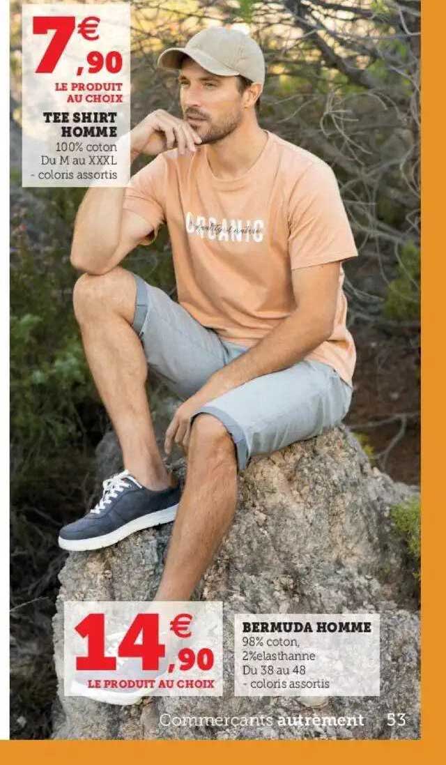 tee-shirt homme, bermuda homme