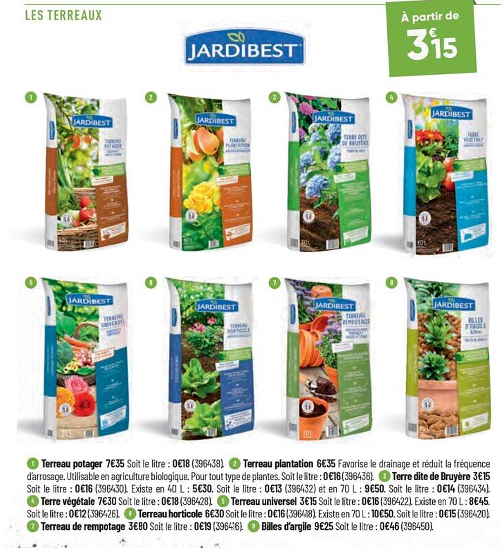 terreau potager, terreau plantation, terre dite de bruyère, terre végétale, terreau universel, terreau horticole, terreau de rempotage, billes d'argille