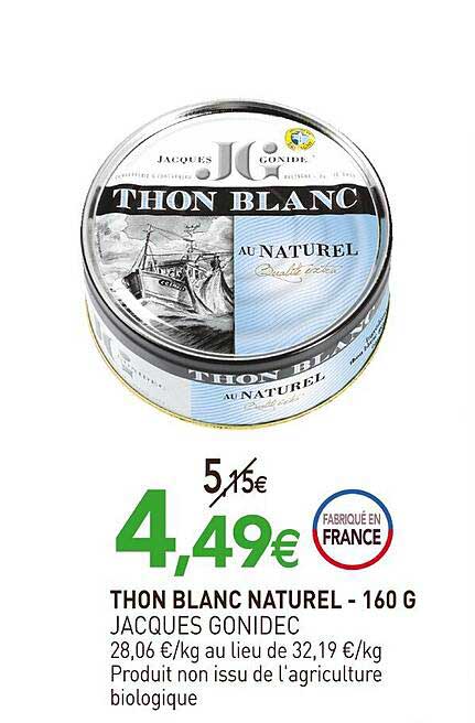 thon blanc naturel jacques gonidec - 160 g